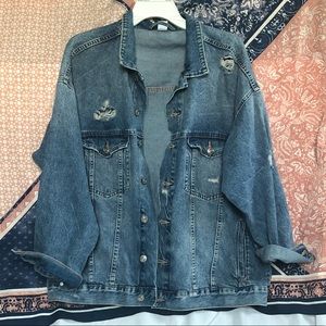 H&M Distressed Oversized Denim Jacket